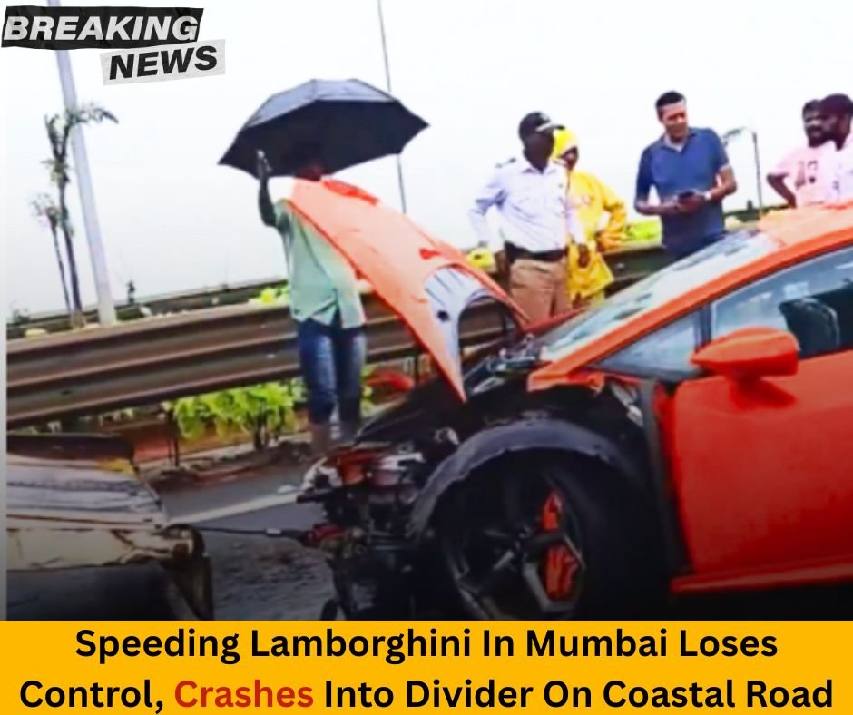 Speeding Lamborghini In Mumbai Loses Control Crashes Into Divider On Coastal Road